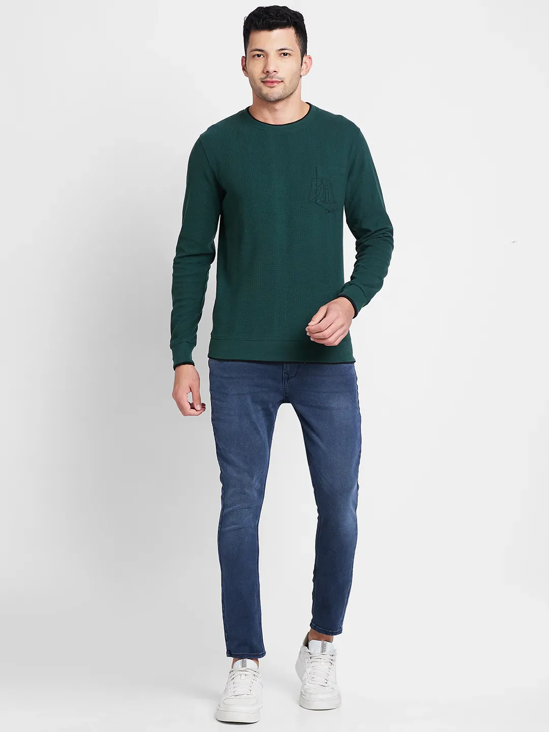 Blue Regular Fit Men's Long Sleeves T-Shirt by Being Human Clothing - Image 2