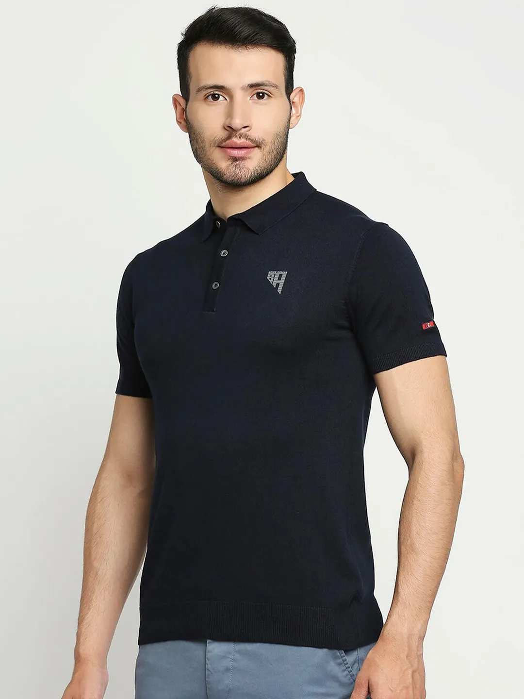 Navy Regular Fit Men's Polo T-Shirt by Being Human Clothing - Image 2