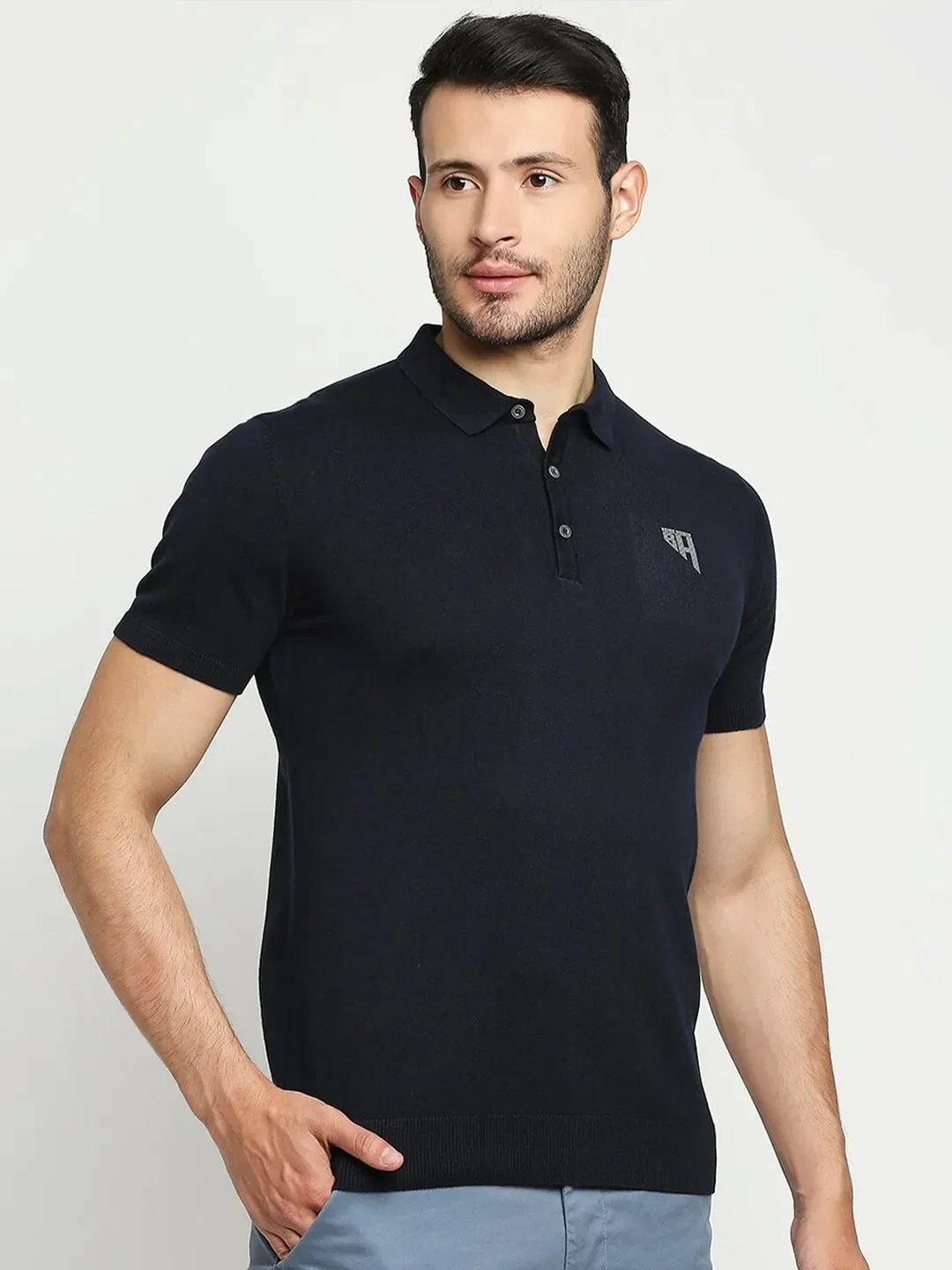 Navy Regular Fit Men's Polo T-Shirt by Being Human Clothing - Image 5
