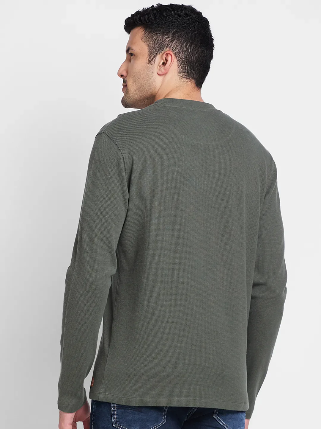 Green Regular Fit Men's Long Sleeves T-Shirt by Being Human Clothing - Image 4