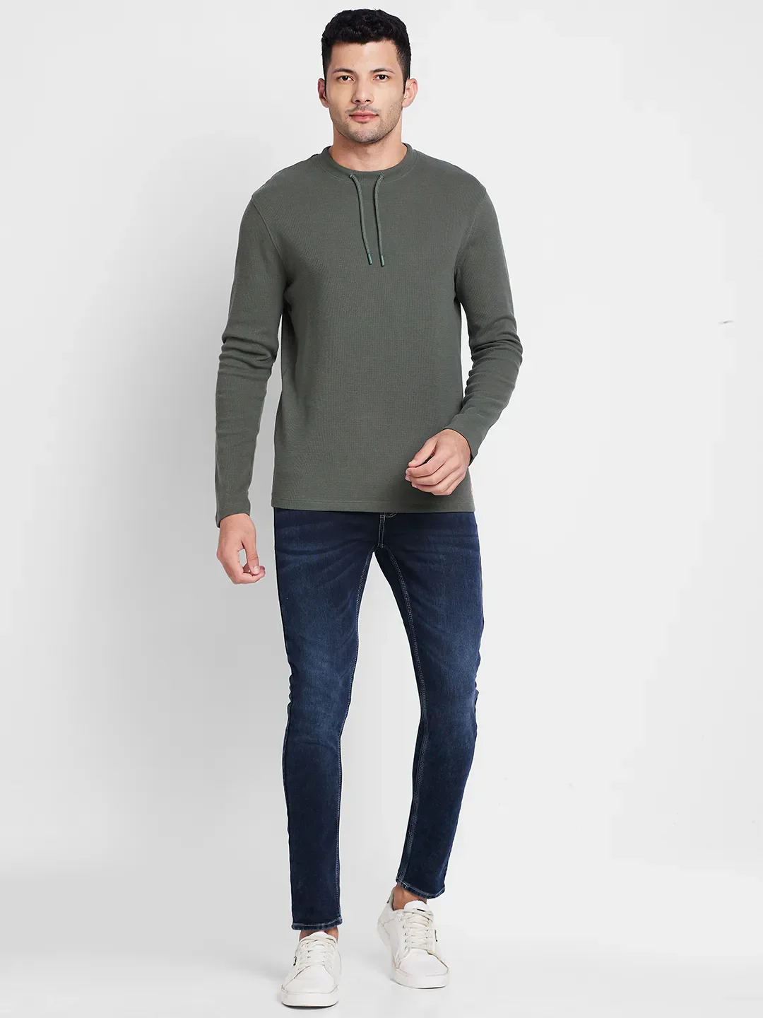 Green Regular Fit Men's Long Sleeves T-Shirt by Being Human Clothing - Image 5