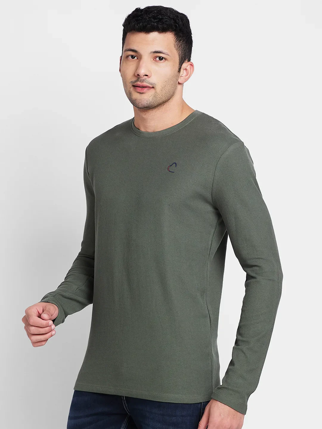 Green Regular Fit Men's Long Sleeves T-Shirt by Being Human Clothing - Image 4