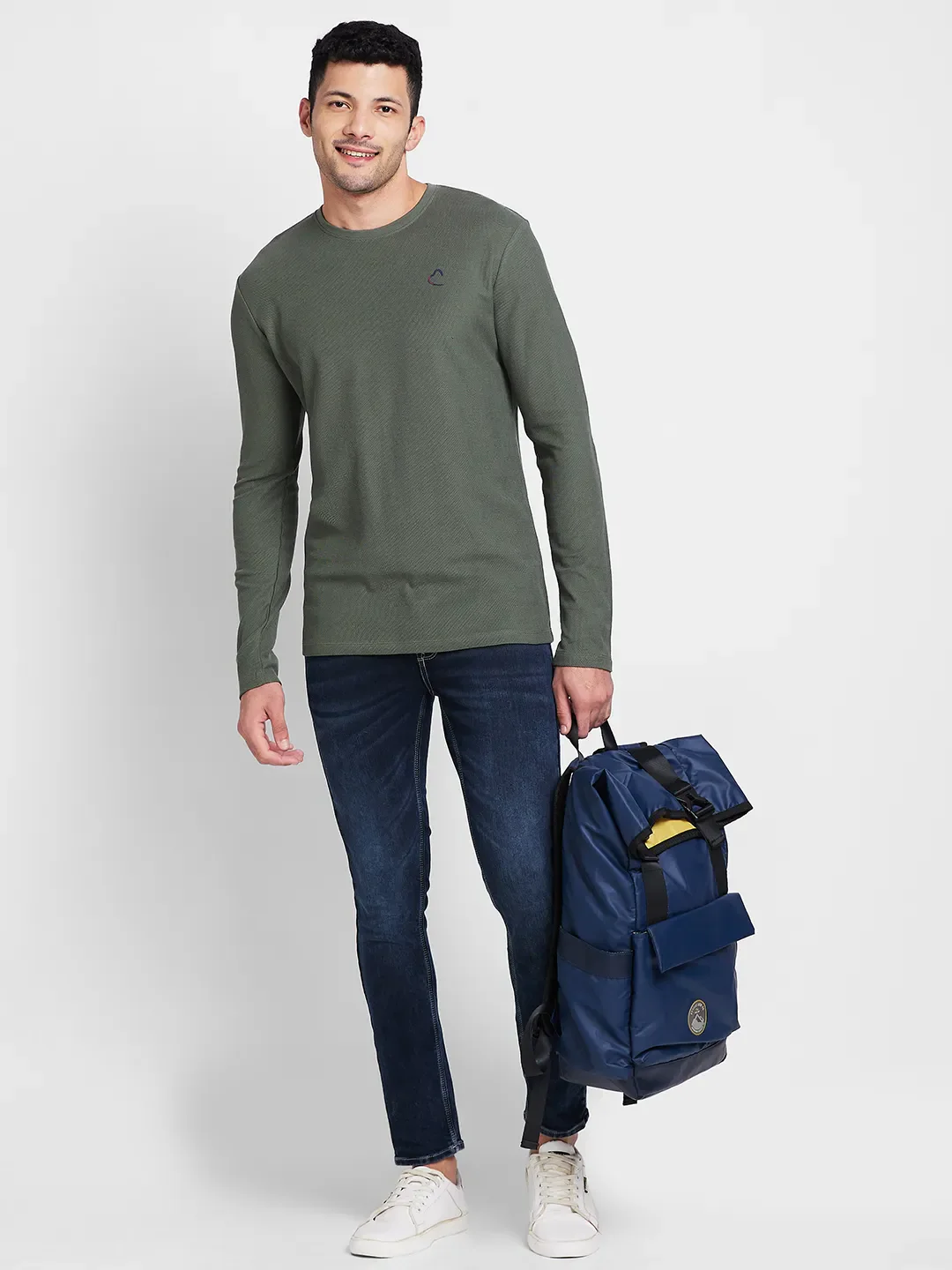Green Regular Fit Men's Long Sleeves T-Shirt by Being Human Clothing - Image 6