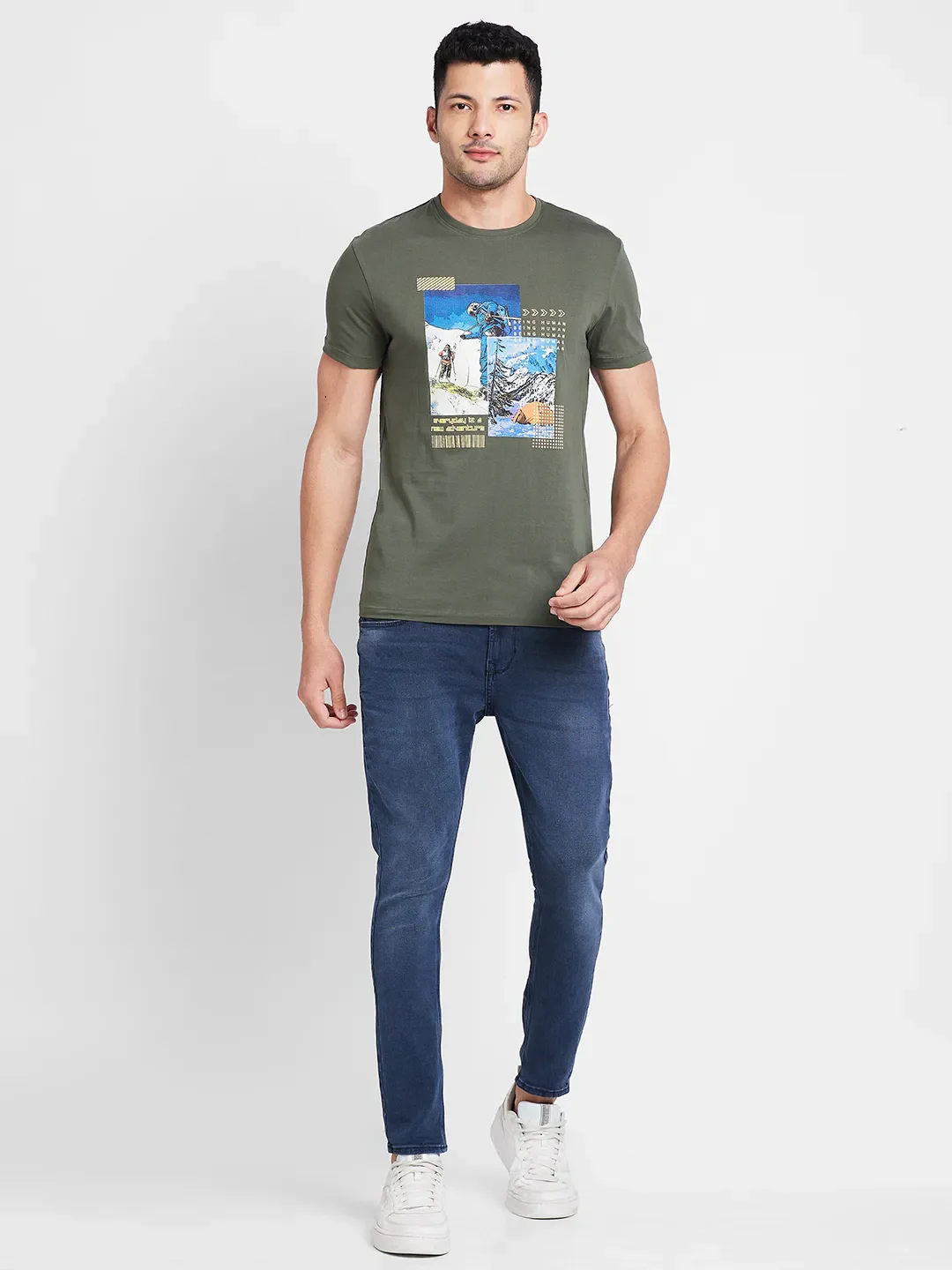 Forest Green Regular Fit Round Neck Men's T-Shirt by Being Human Clothing - Image 2