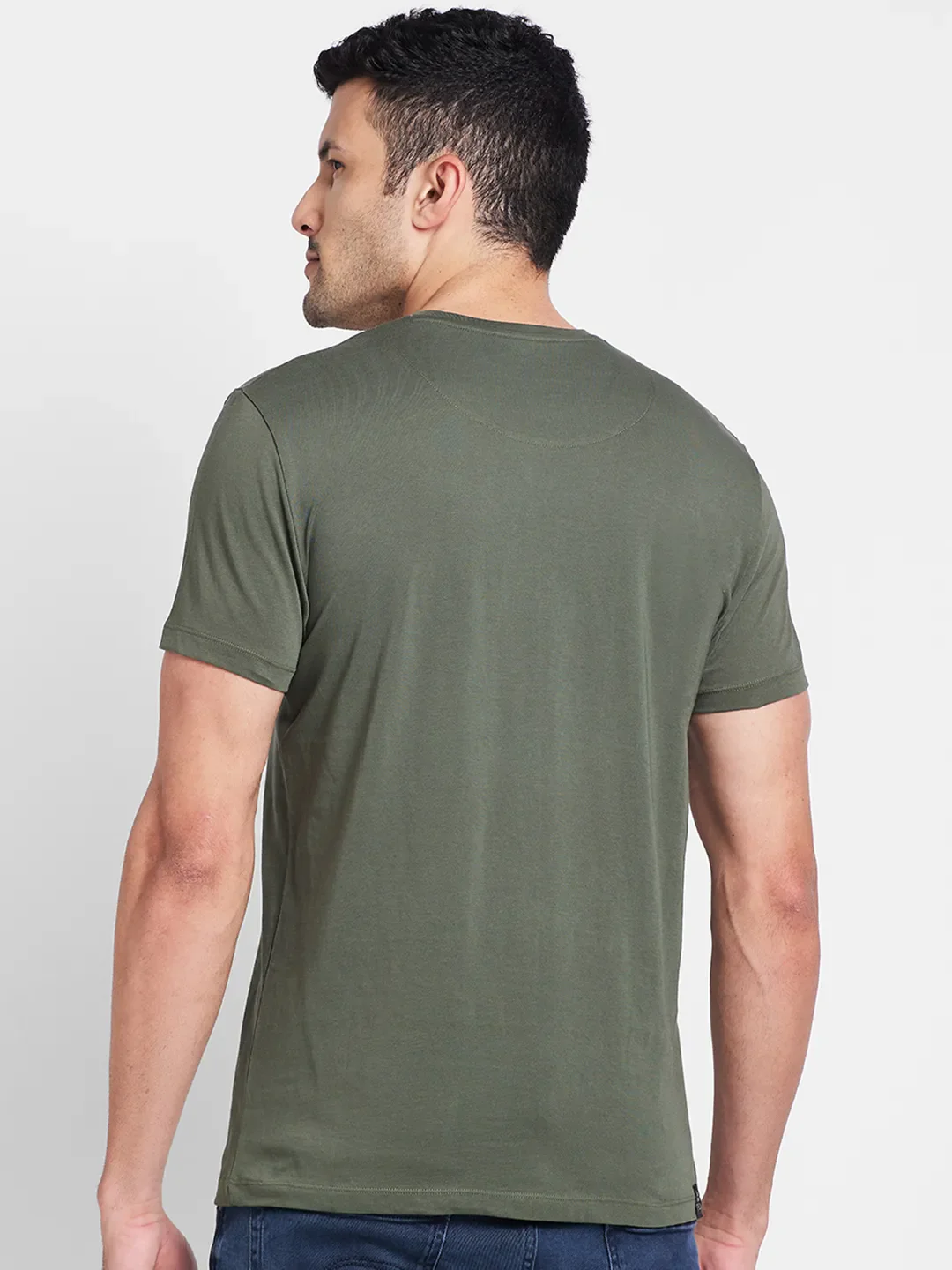 Forest Green Regular Fit Round Neck Men's T-Shirt by Being Human Clothing - Image 3