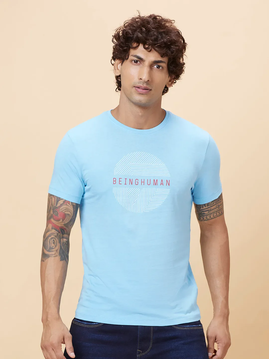 Green Regular Fit Men's Short Sleeves T-Shirt by Being Human Clothing