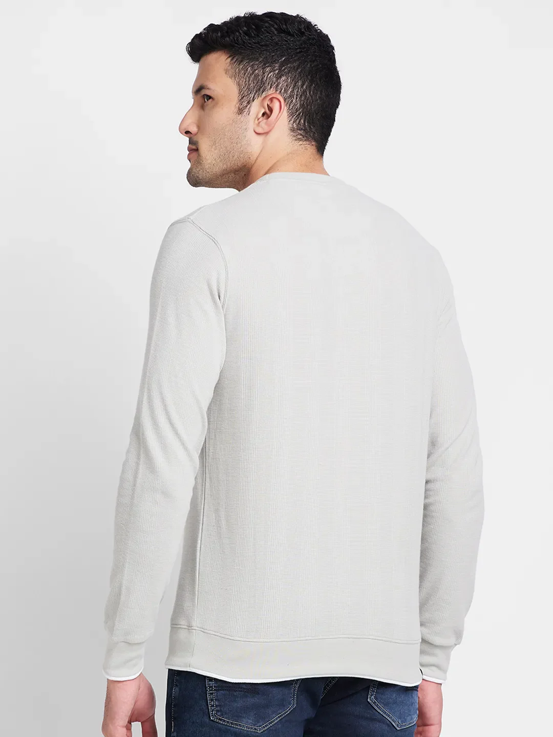 Grey Regular Fit Men's Long Sleeves T-Shirt by Being Human Clothing - Image 3
