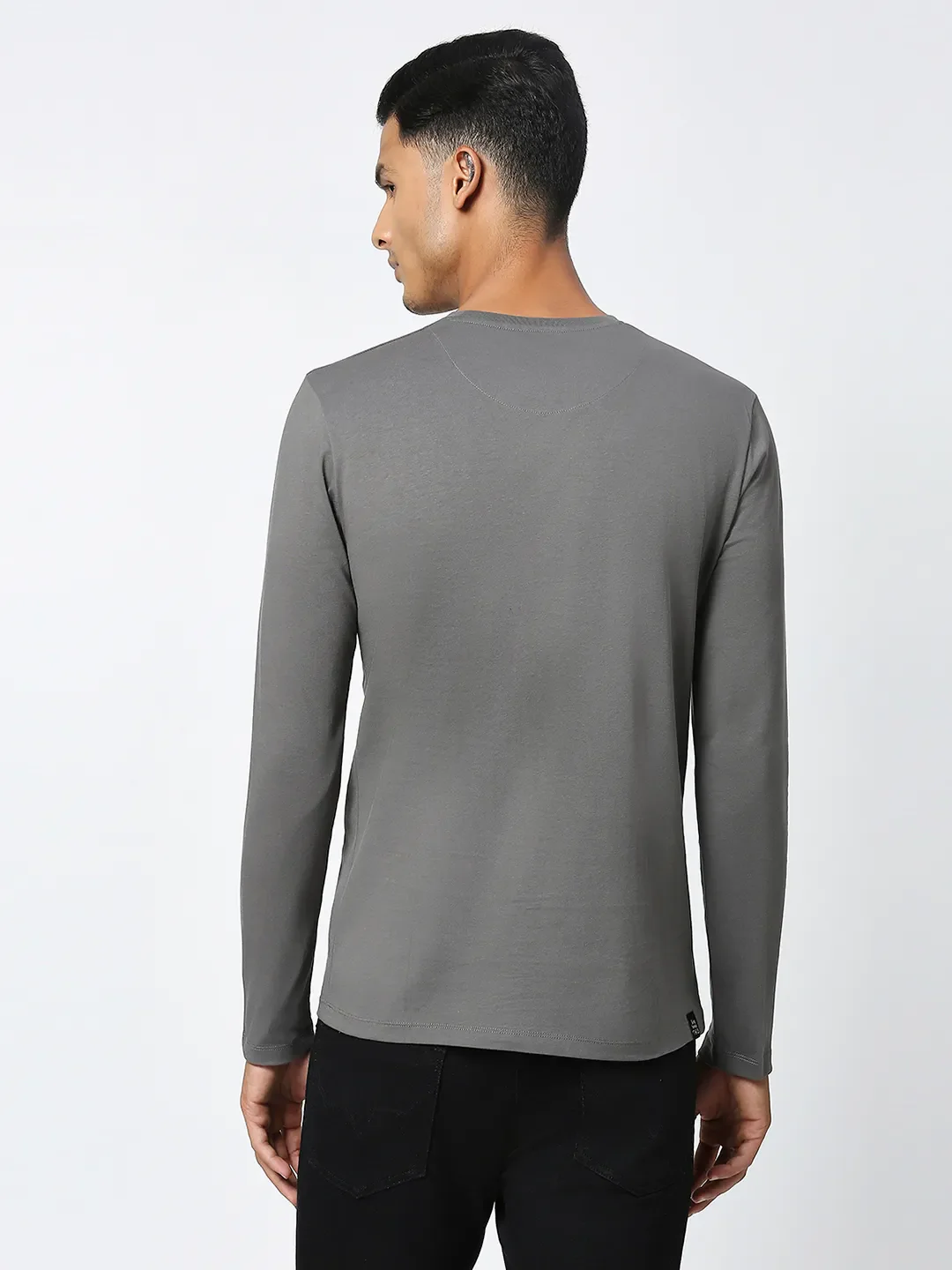 Grey Regular Fit Men's Long Sleeves T-Shirt by Being Human Clothing - Image 3