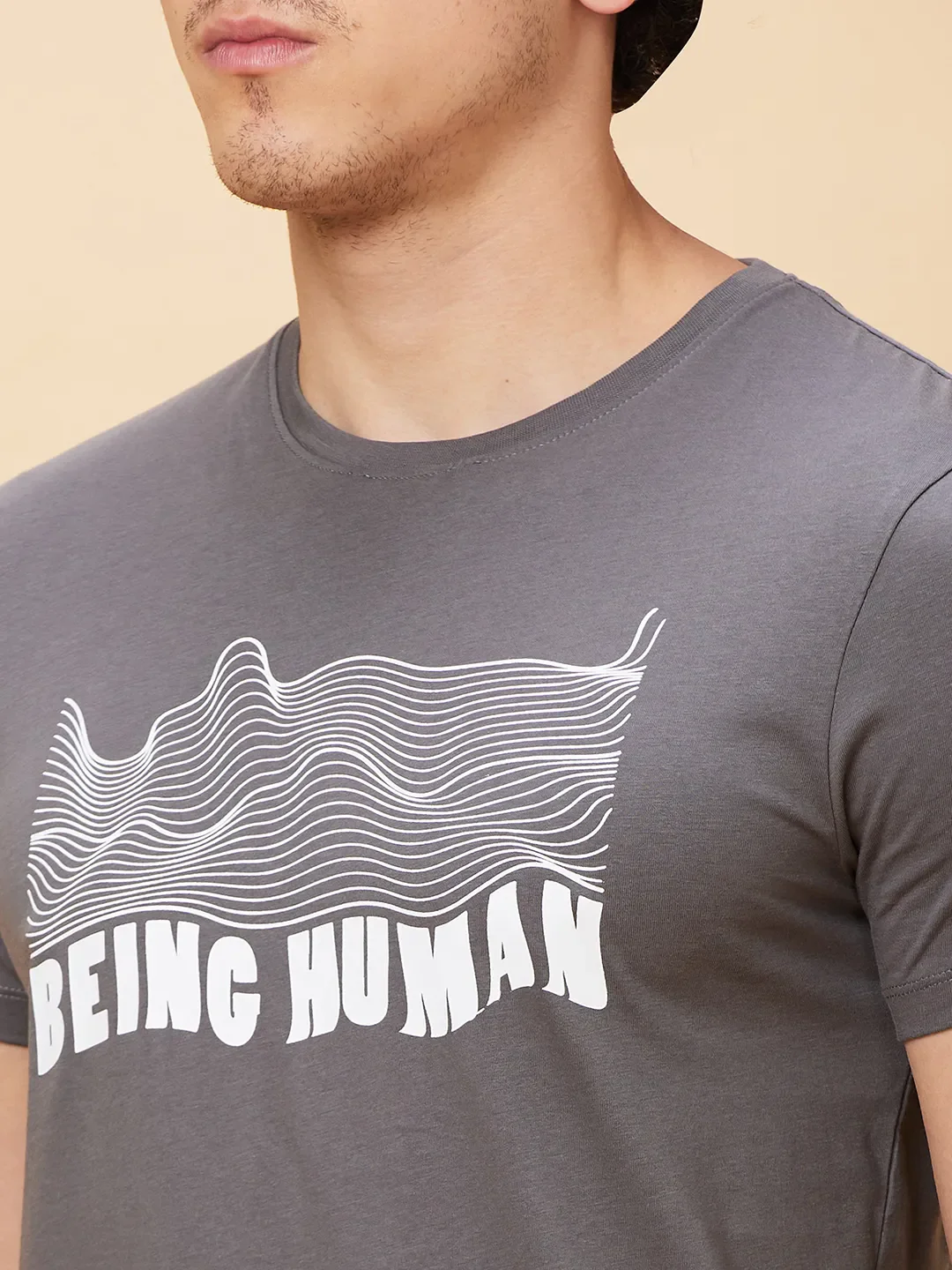 Grey Regular Fit Men's Short Sleeves T-Shirt by Being Human Clothing - Image 5