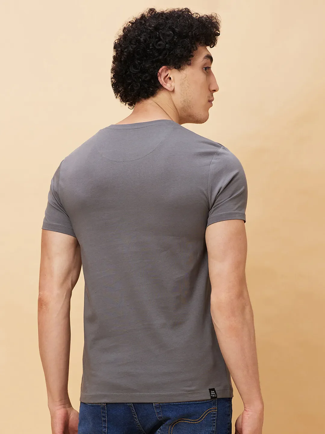 Grey Regular Fit Men's Short Sleeves T-Shirt by Being Human Clothing - Image 3