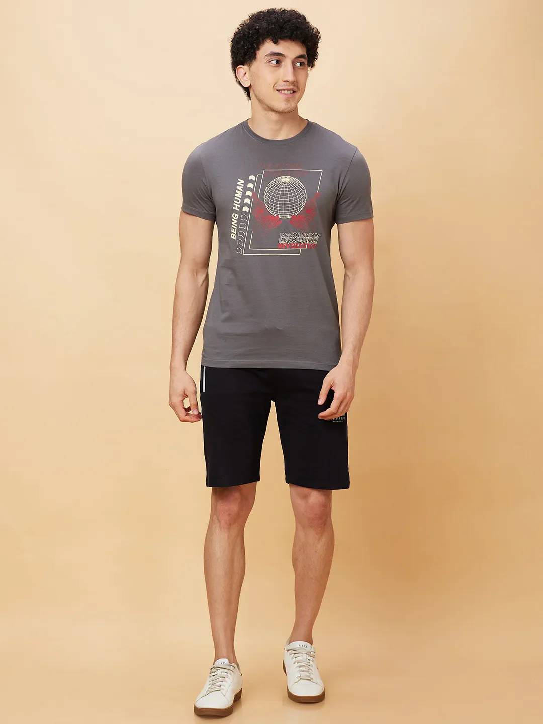 Grey Regular Fit Men's Short Sleeves T-Shirt by Being Human Clothing - Image 2