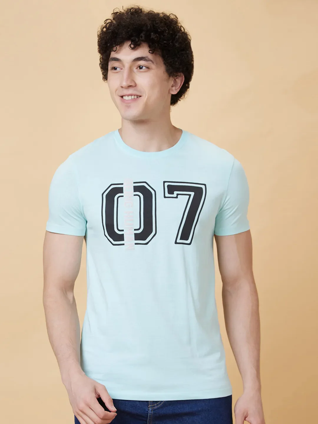Light Blue Regular Fit Men's Short Sleeves T-Shirt by Being Human Clothing - Image 6