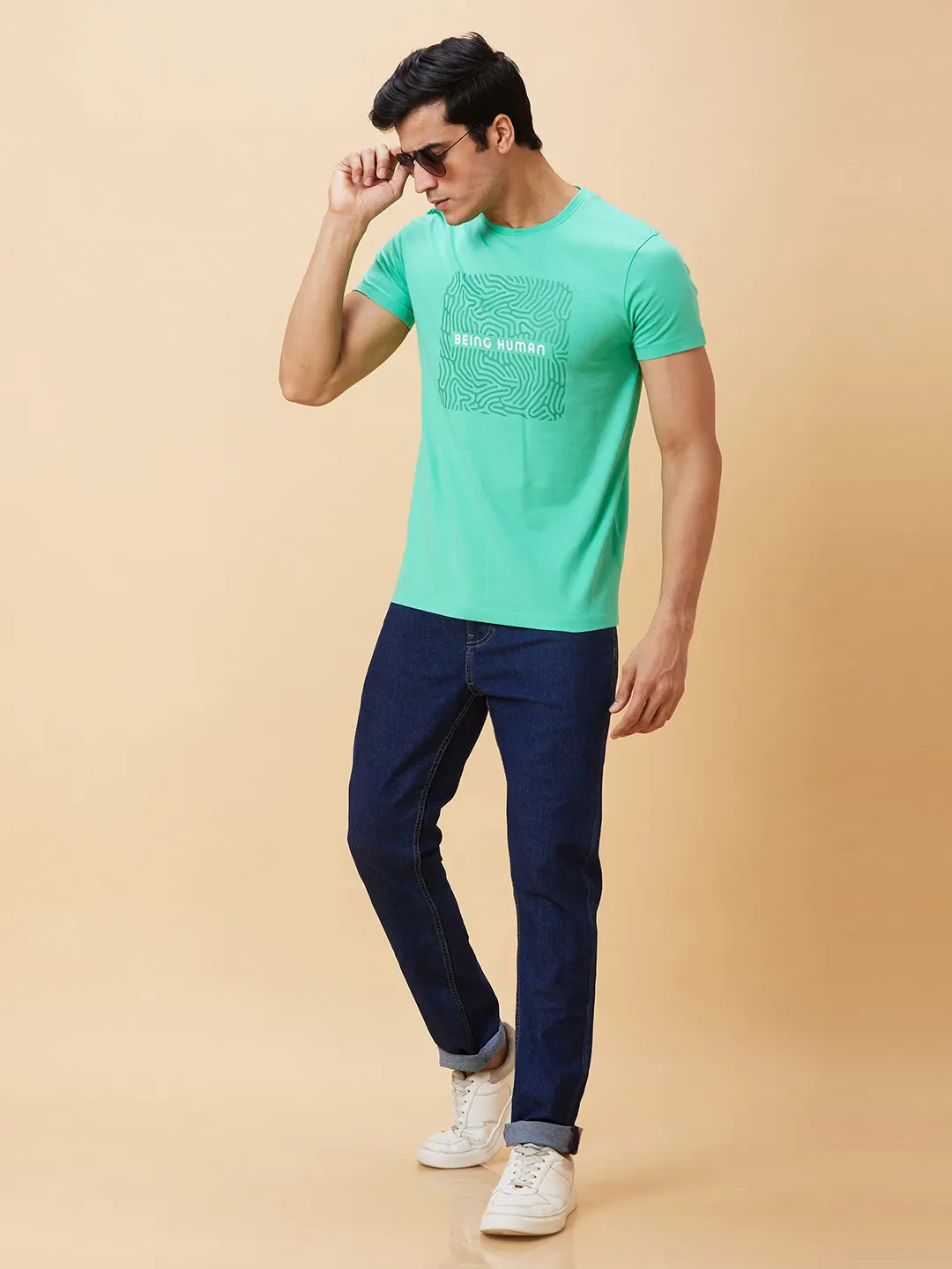 Green Regular Fit Men's Short Sleeves T-Shirt by Being Human Clothing - Image 5