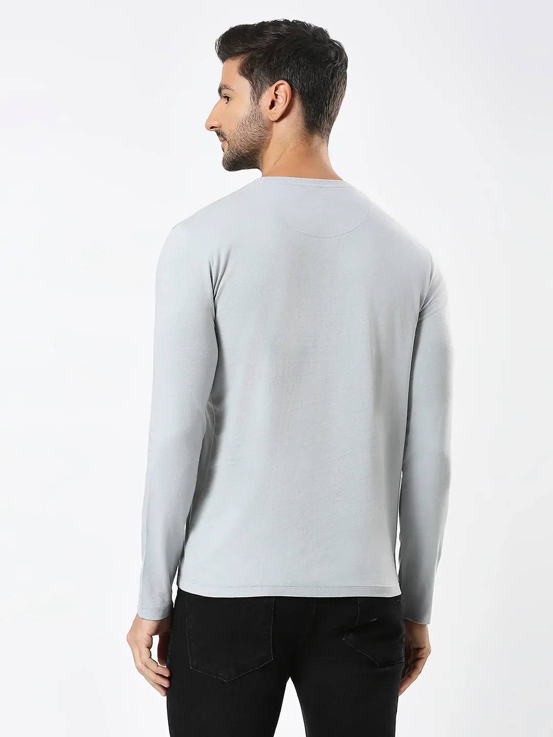 Grey Regular Fit Men's Long Sleeves T-Shirt by Being Human Clothing - Image 4