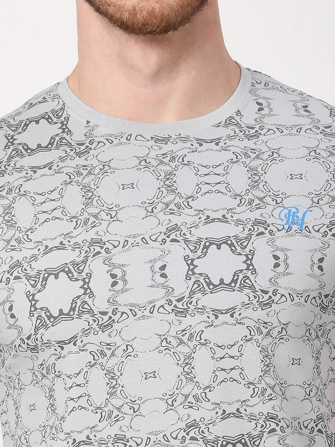 Light Grey Regular Fit Round Neck Men's T-Shirt by Being Human Clothing - Image 5
