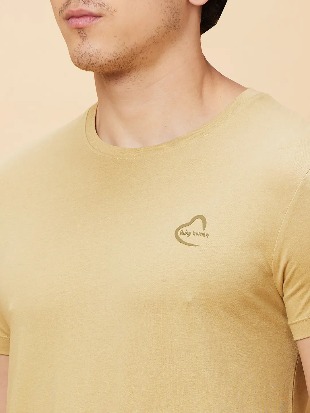 Khaki Regular Fit Men's Short Sleeves T-Shirt by Being Human Clothing - Image 5