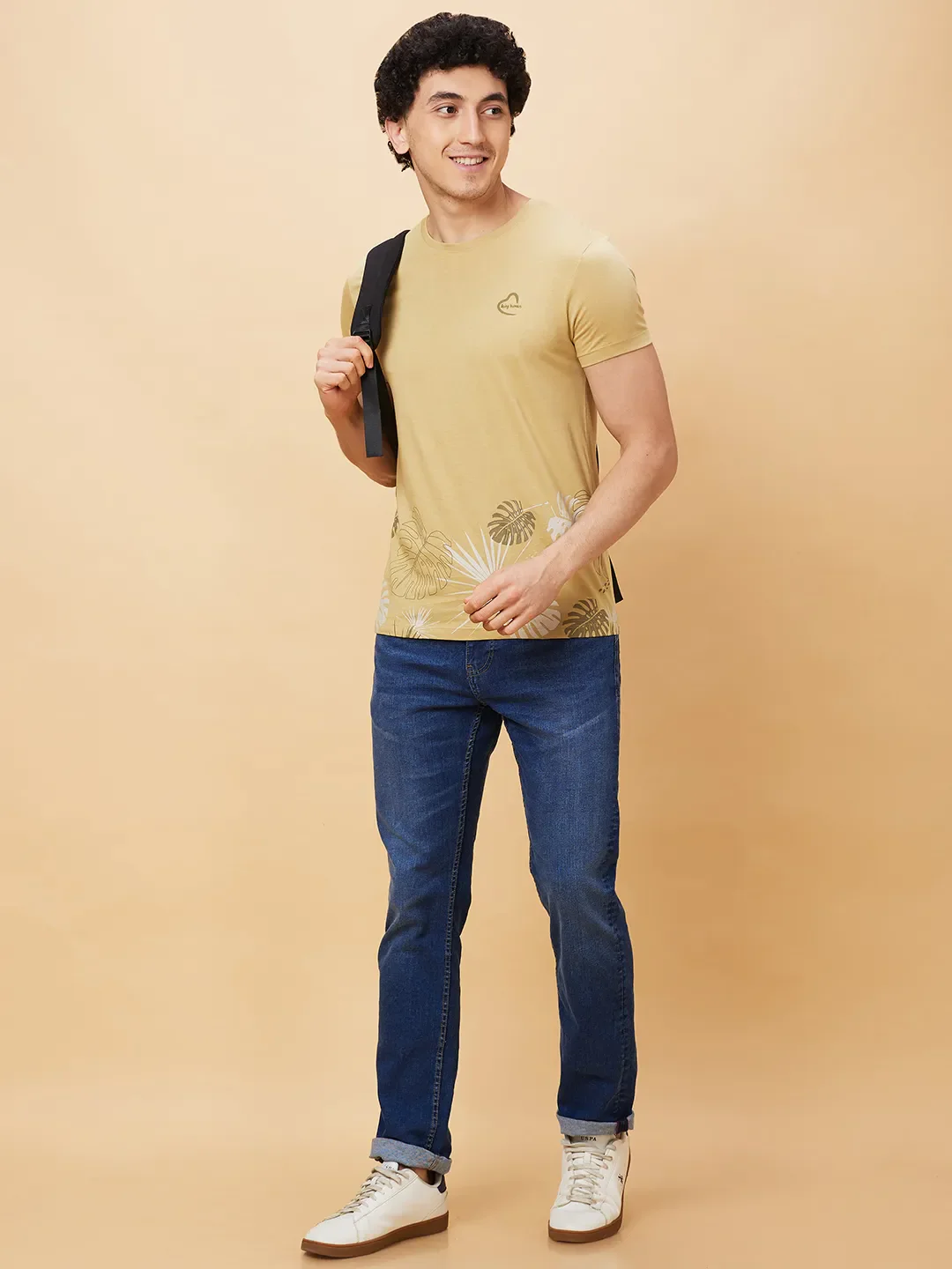 Khaki Regular Fit Men's Short Sleeves T-Shirt by Being Human Clothing - Image 6