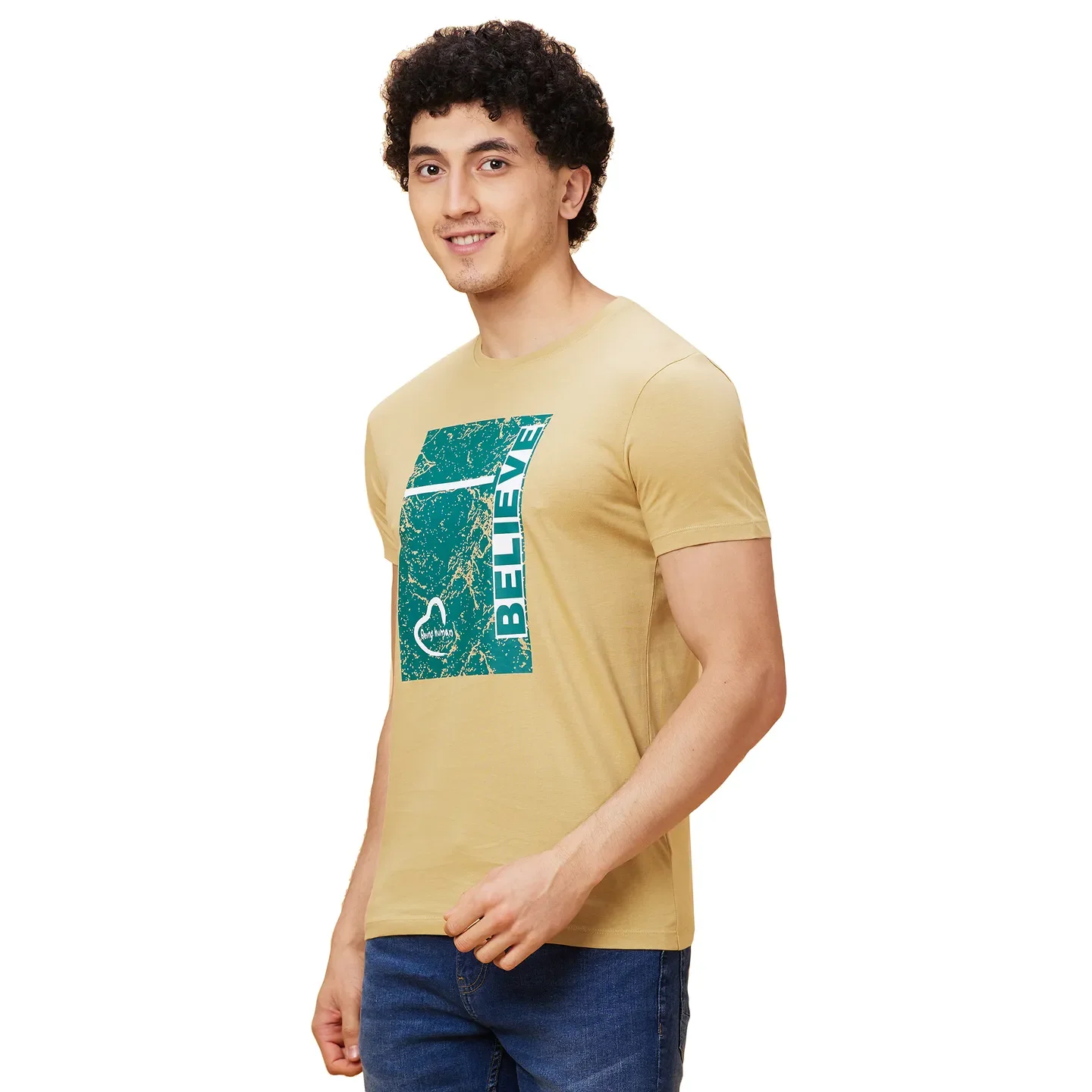 Khaki Regular Fit Men's Short Sleeves T-Shirt by Being Human Clothing - Image 3