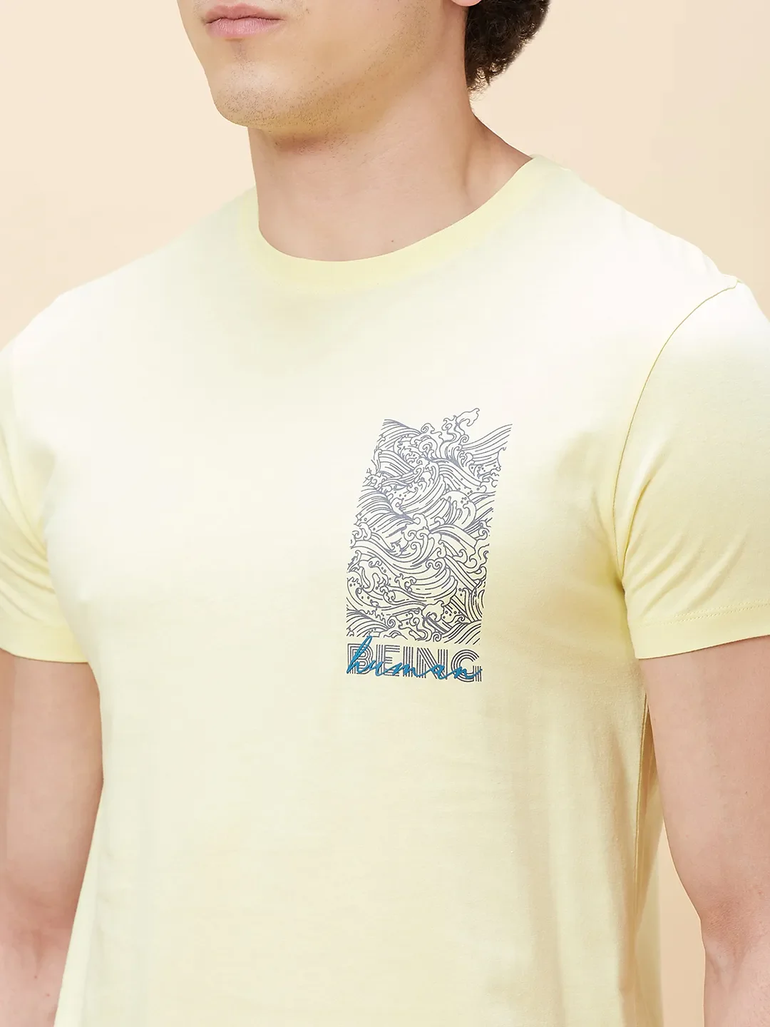 Yellow Regular Fit Men's Short Sleeves T-Shirt by Being Human Clothing - Image 5