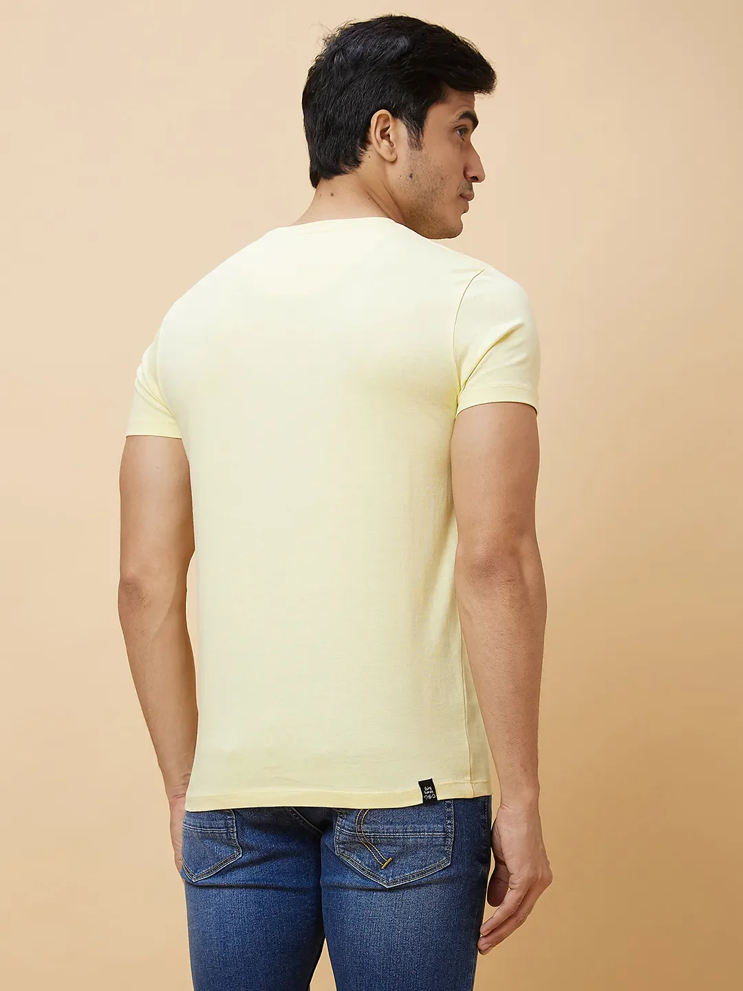 Yellow Regular Fit Men's Short Sleeves T-Shirt by Being Human Clothing - Image 4