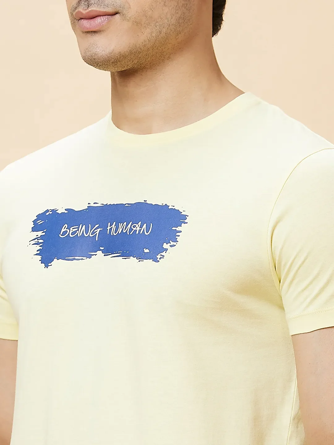 Yellow Regular Fit Men's Short Sleeves T-Shirt by Being Human Clothing - Image 5