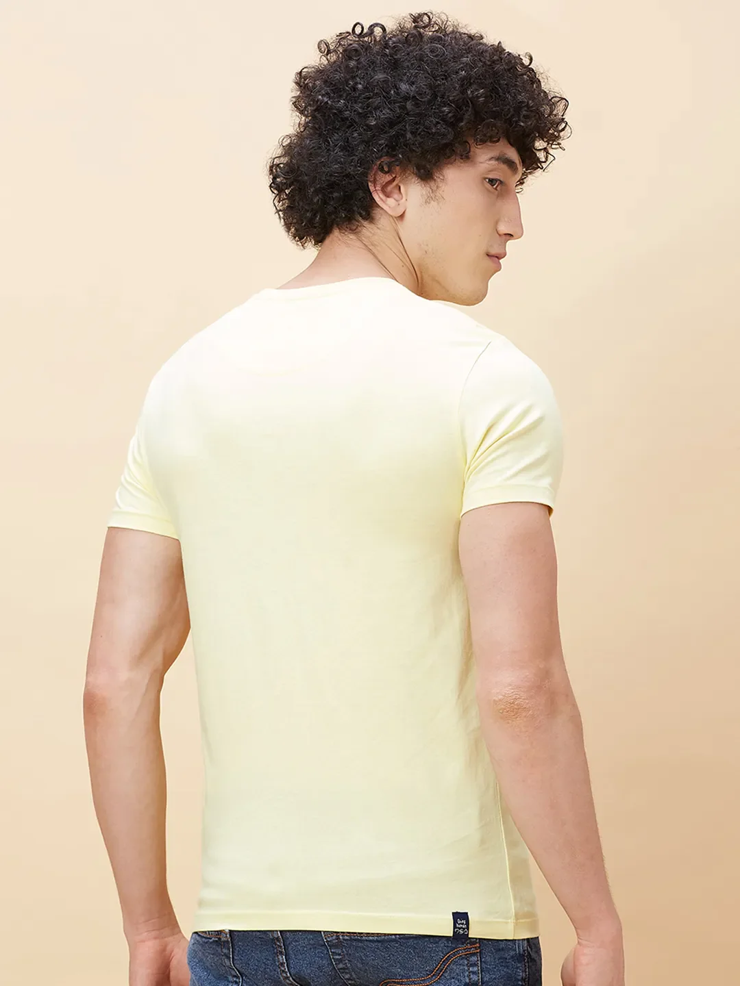 Yellow Regular Fit Men's Short Sleeves T-Shirt by Being Human Clothing - Image 3