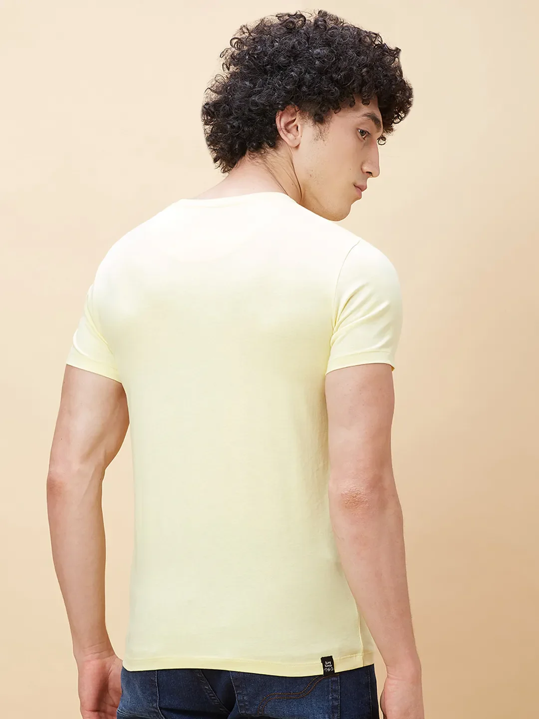 Yellow Regular Fit Men's Short Sleeves T-Shirt by Being Human Clothing - Image 3