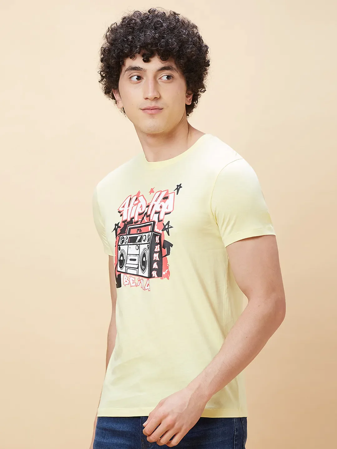 Yellow Regular Fit Men's Short Sleeves T-Shirt by Being Human Clothing - Image 4