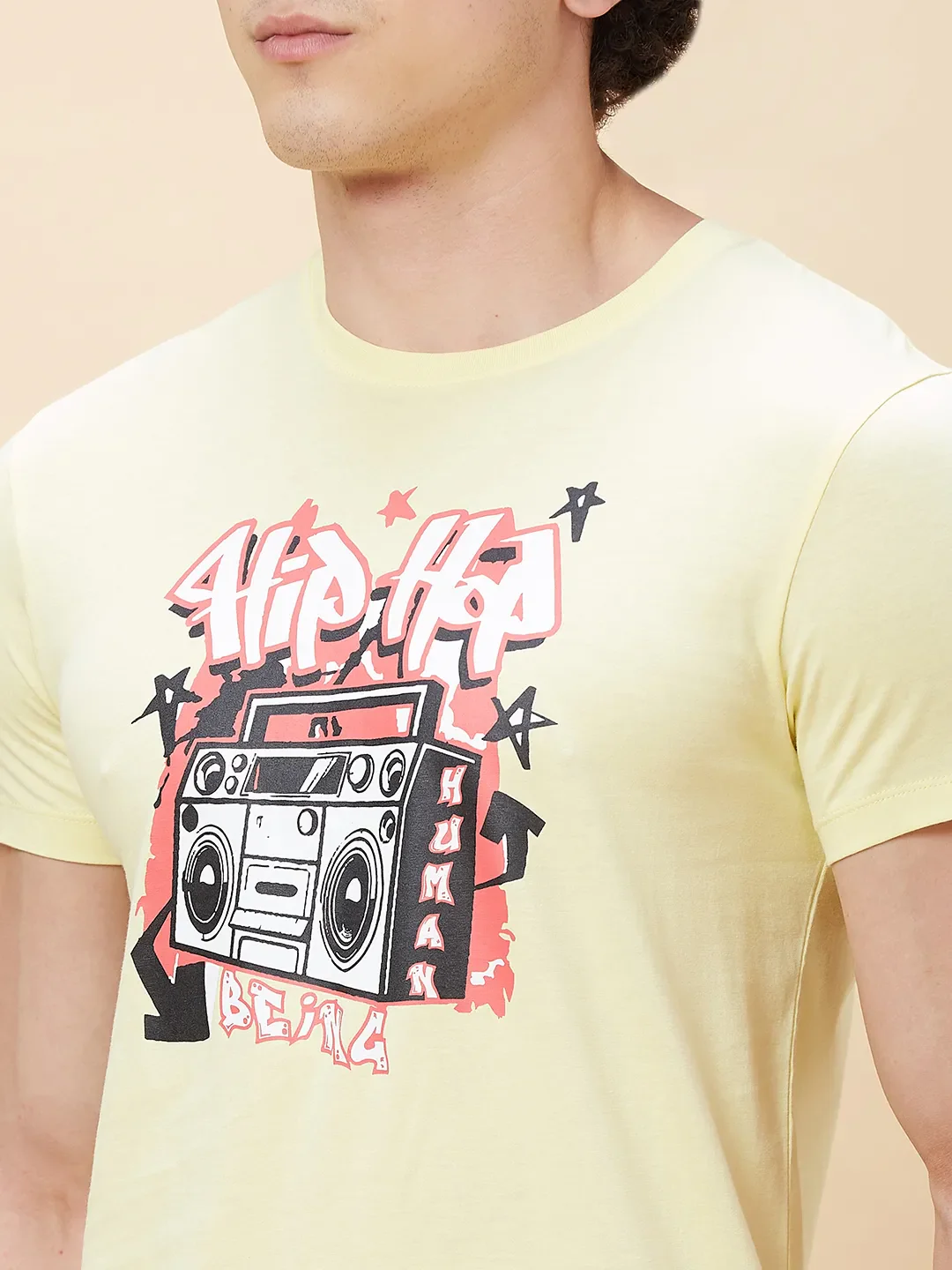 Yellow Regular Fit Men's Short Sleeves T-Shirt by Being Human Clothing - Image 5
