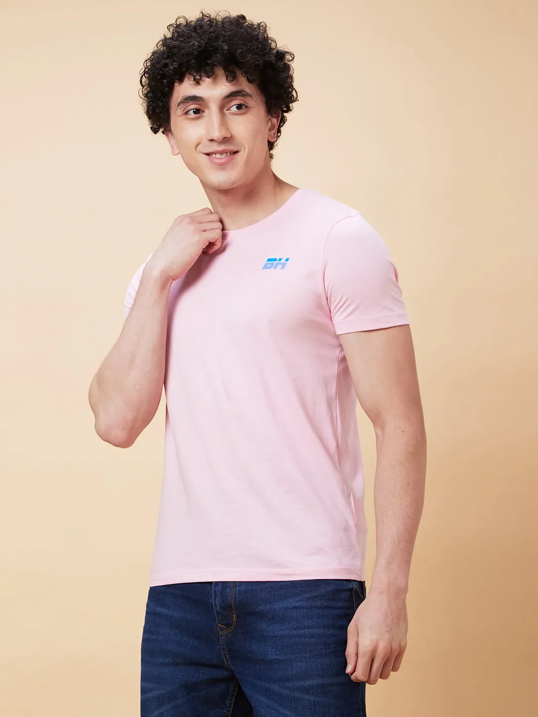 Pink Regular Fit Men's Short Sleeves T-Shirt by Being Human Clothing - Image 3
