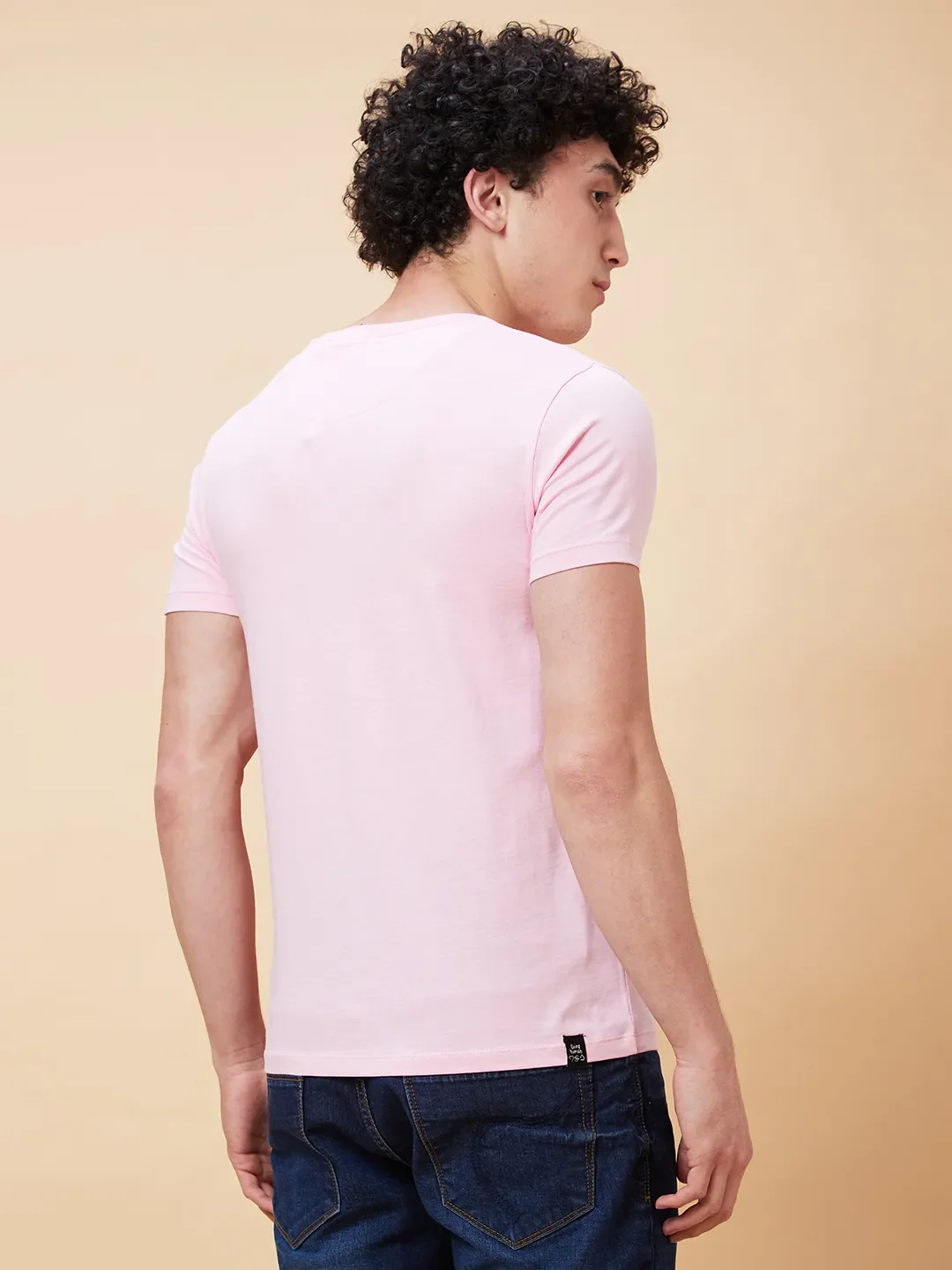 Pink Regular Fit Men's Short Sleeves T-Shirt by Being Human Clothing - Image 4