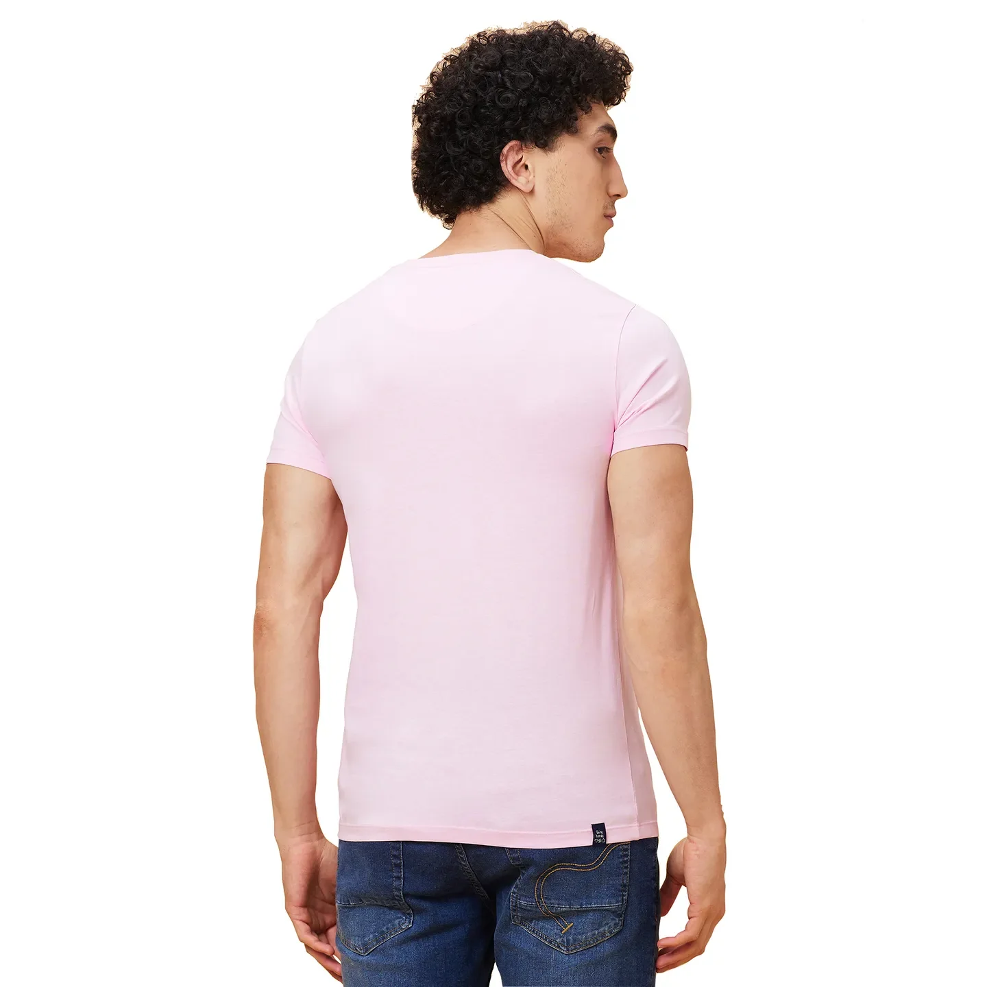 Light Pink Regular Fit Round Neck Men's T-Shirt by Being Human Clothing - Image 4