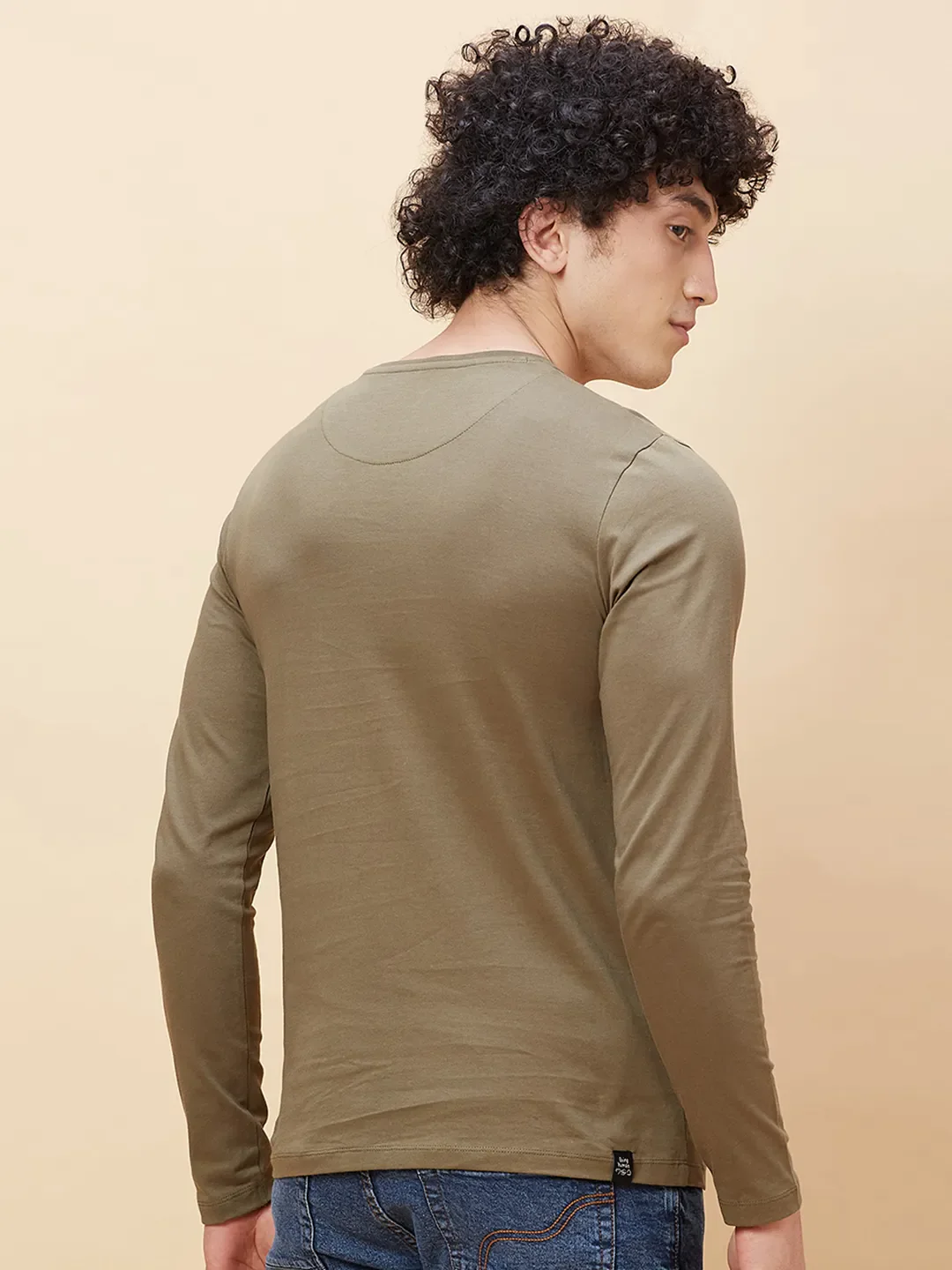 Green Regular Fit Men's Long Sleeves T-Shirt by Being Human Clothing - Image 4