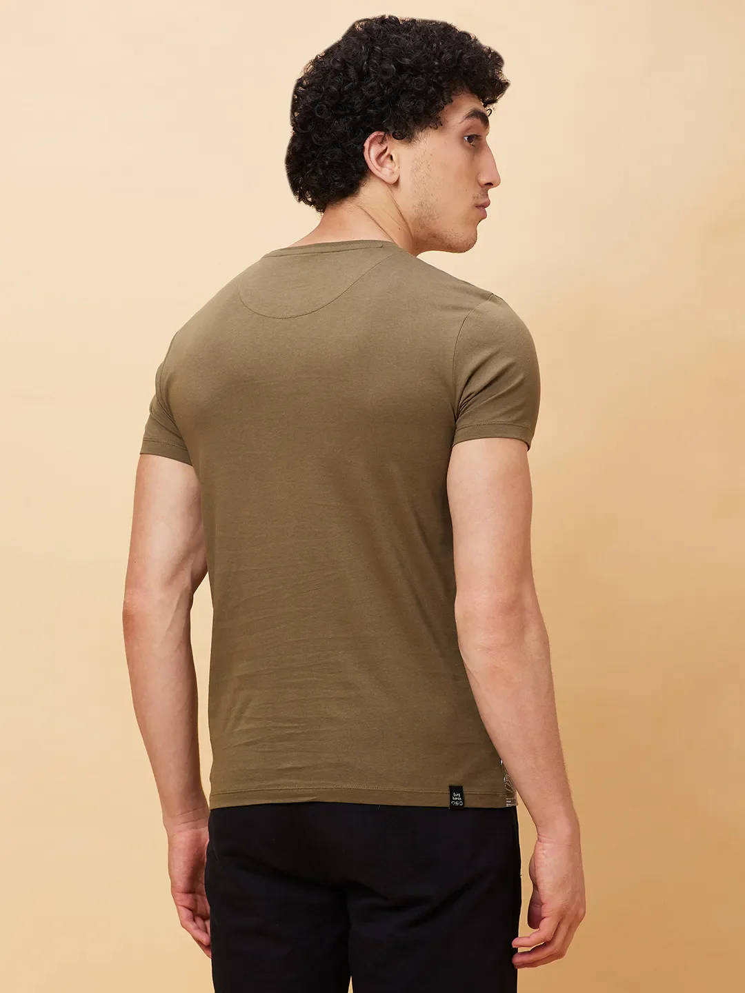 Green Regular Fit Men's Short Sleeves T-Shirt by Being Human Clothing - Image 3