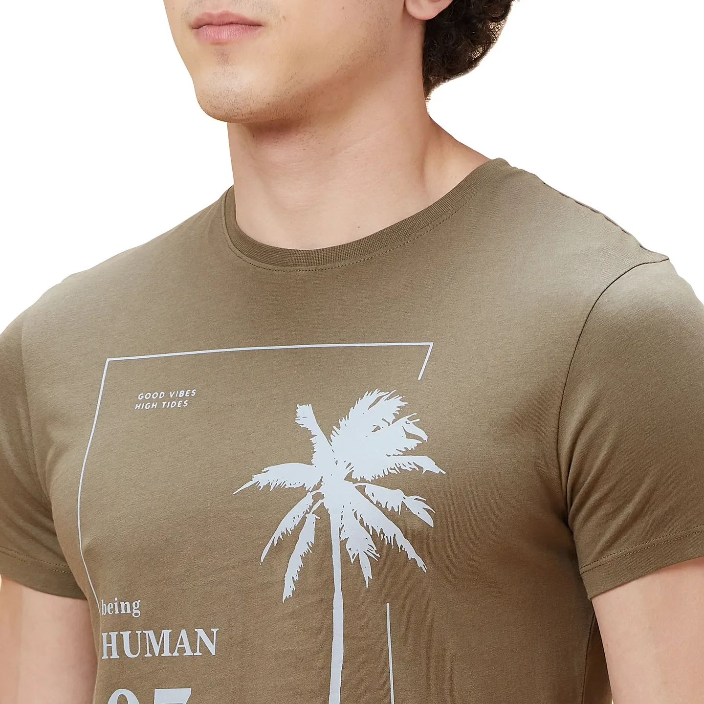 Green Regular Fit Men's Short Sleeves T-Shirt by Being Human Clothing - Image 2