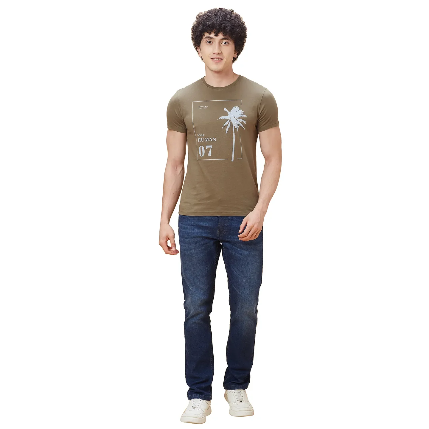 Green Regular Fit Men's Short Sleeves T-Shirt by Being Human Clothing - Image 5