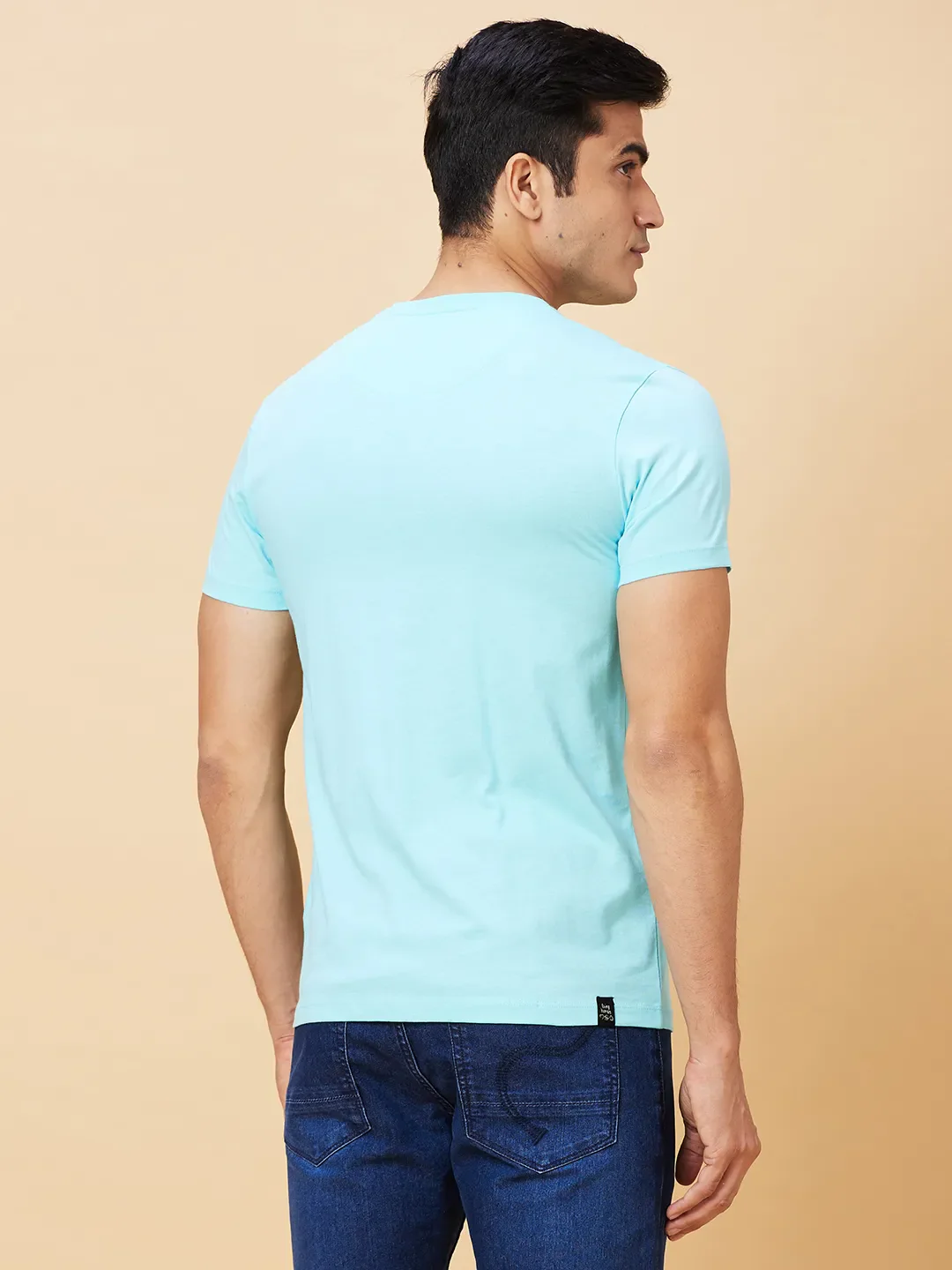 Light Blue Regular Fit Men's Short Sleeves T-Shirt by Being Human Clothing - Image 4