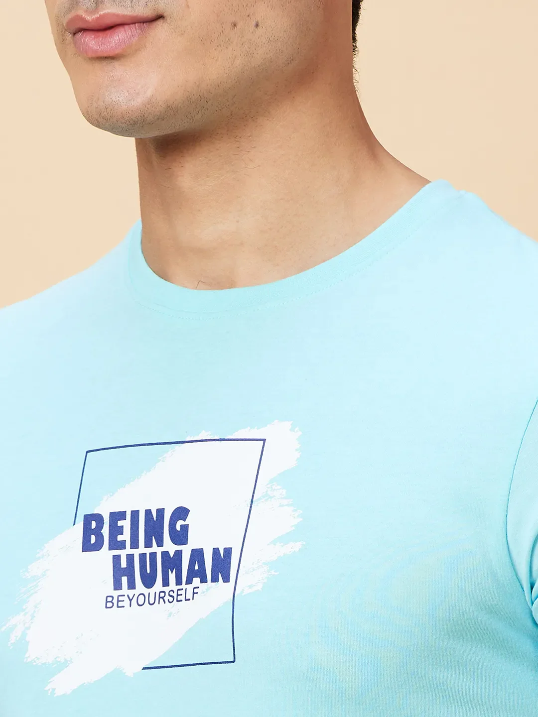 Light Blue Regular Fit Men's Short Sleeves T-Shirt by Being Human Clothing - Image 5