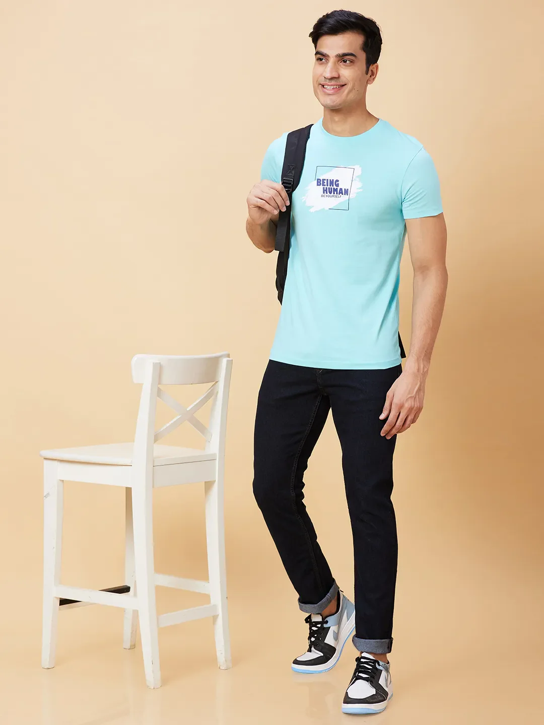 Light Blue Regular Fit Men's Short Sleeves T-Shirt by Being Human Clothing - Image 6