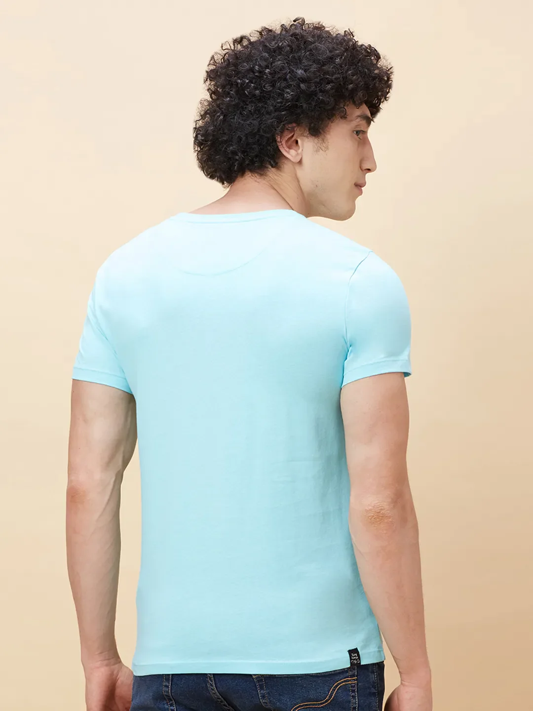 Light Blue Regular Fit Men's Short Sleeves T-Shirt by Being Human Clothing - Image 3