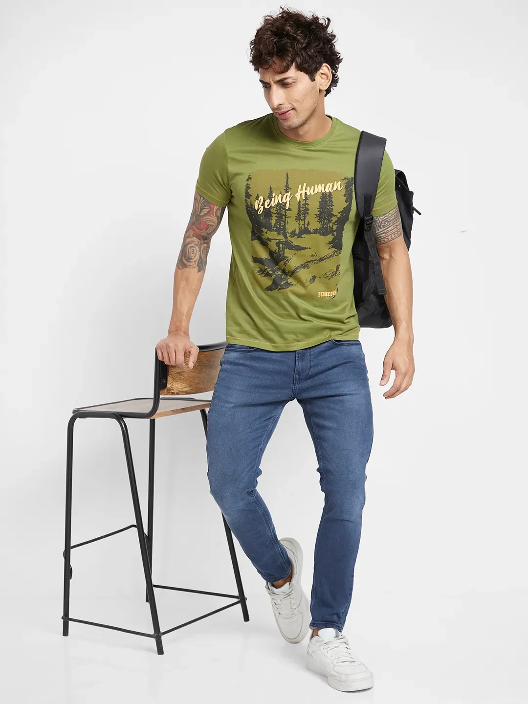 Green Regular Fit Men's Short Sleeves T-Shirt by Being Human Clothing - Image 6