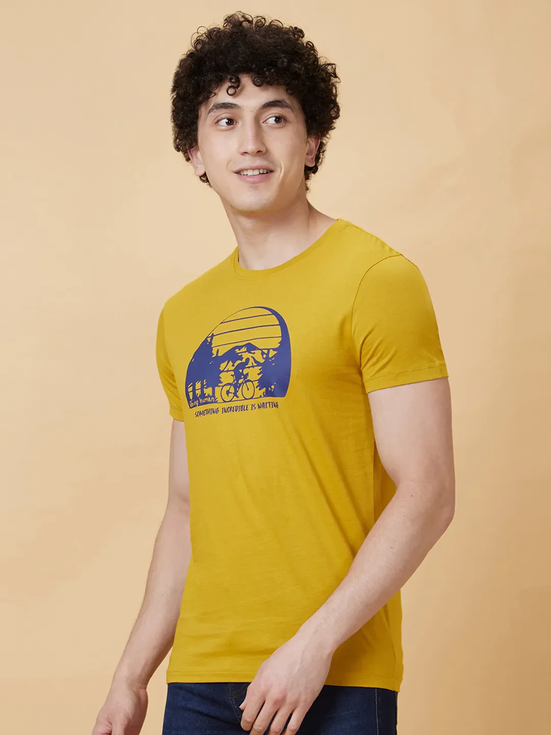 Yellow Regular Fit Men's Short Sleeves T-Shirt by Being Human Clothing - Image 3