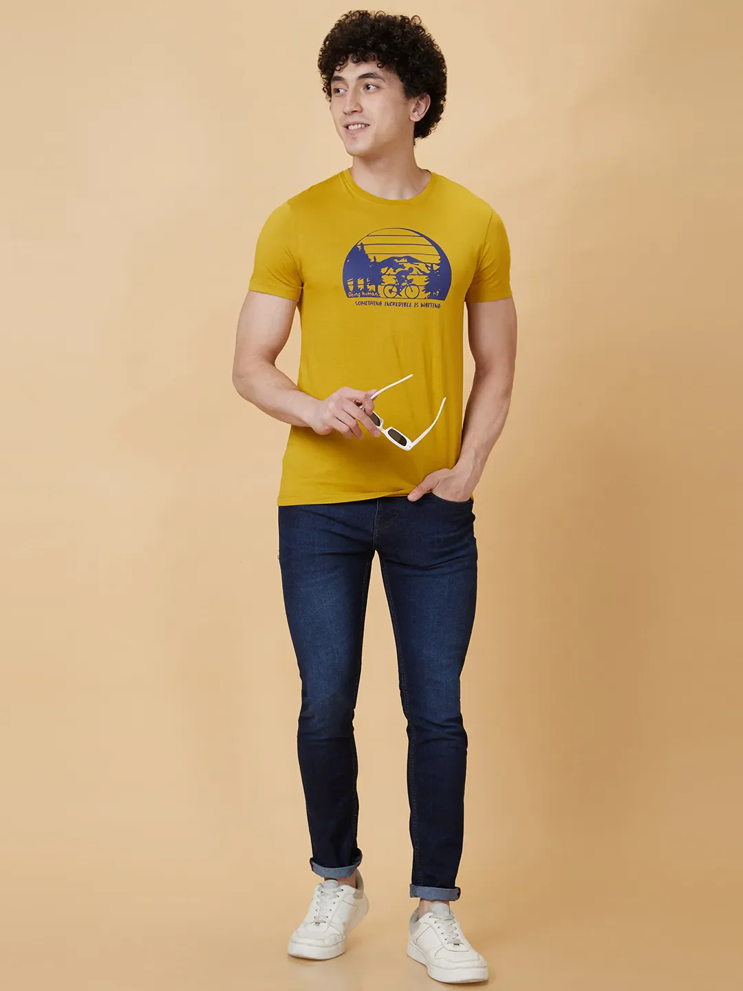 Yellow Regular Fit Men's Short Sleeves T-Shirt by Being Human Clothing - Image 5