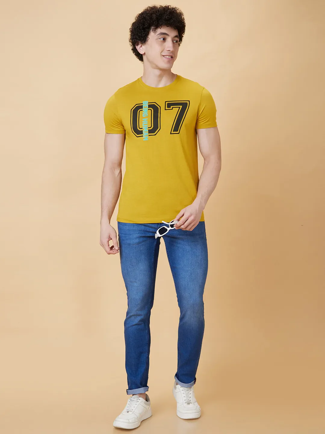 Yellow Regular Fit Men's Short Sleeves T-Shirt by Being Human Clothing - Image 5