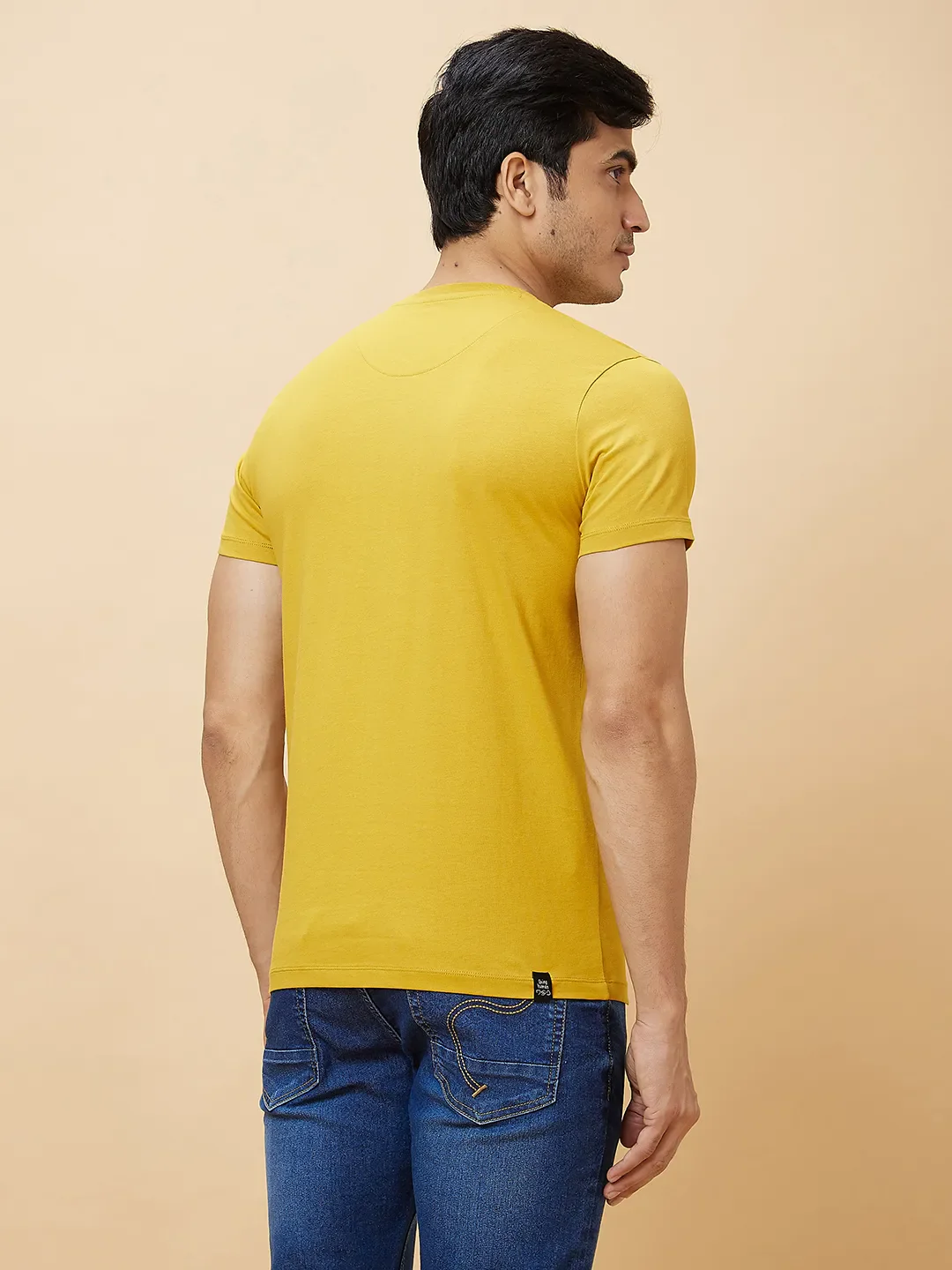 Yellow Regular Fit Men's Short Sleeves T-Shirt by Being Human Clothing - Image 4