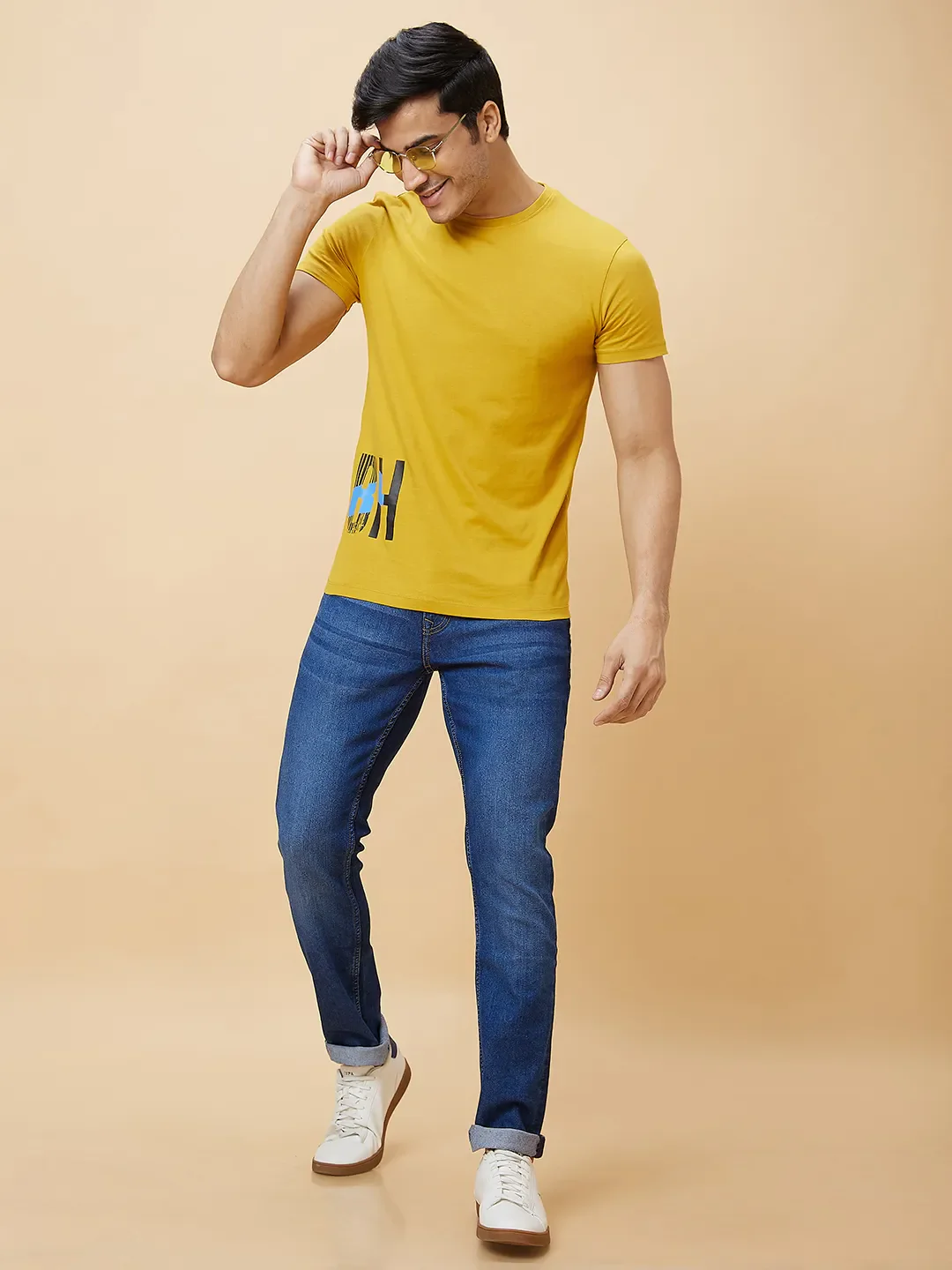 Yellow Regular Fit Men's Short Sleeves T-Shirt by Being Human Clothing - Image 6