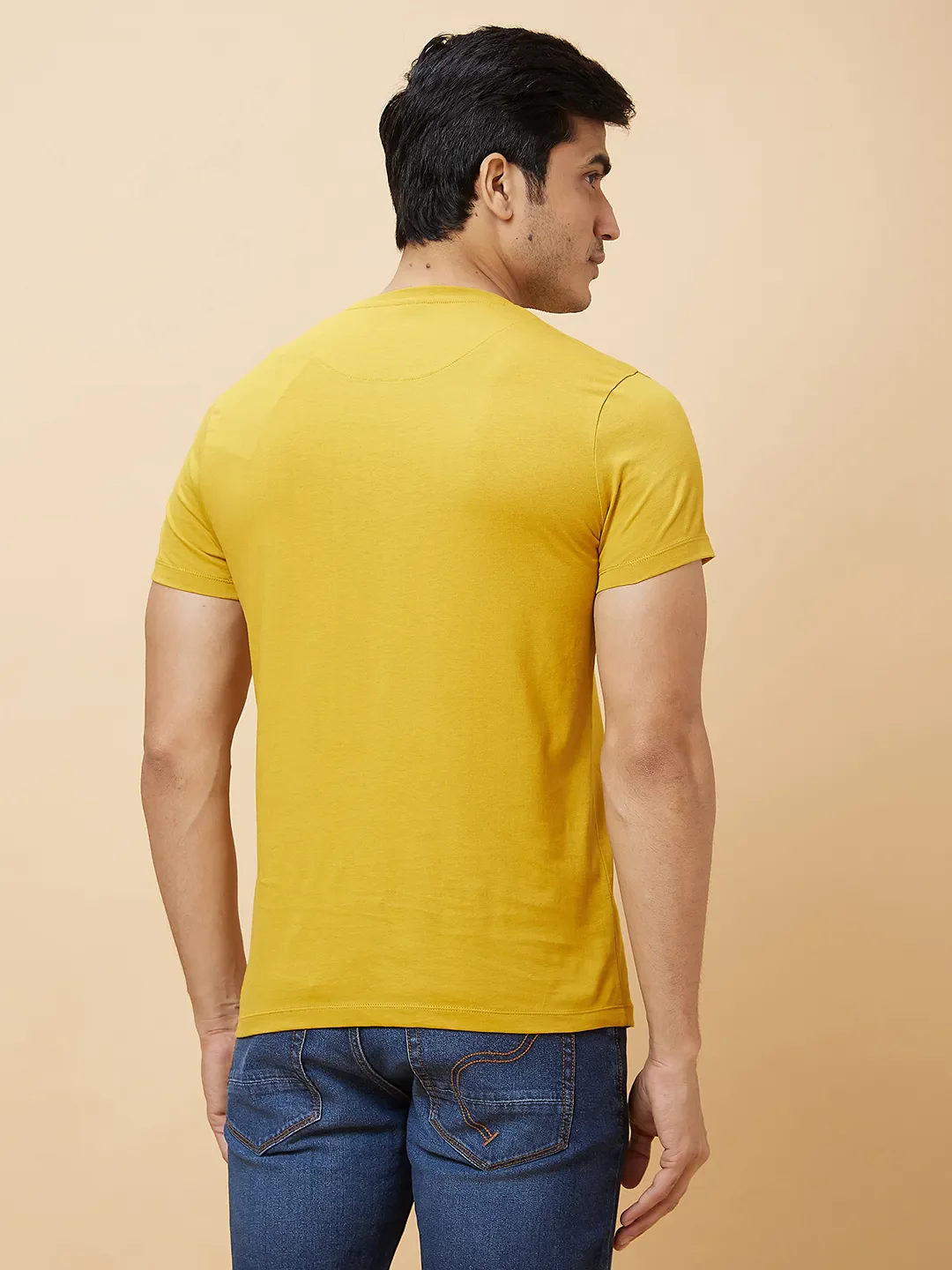 Yellow Regular Fit Men's Short Sleeves T-Shirt by Being Human Clothing - Image 3