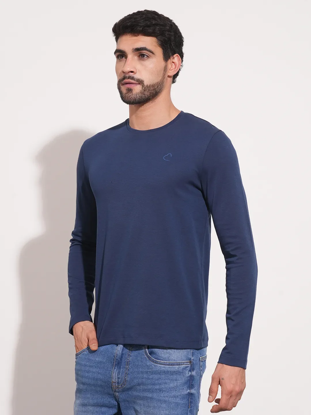 Navy Regular Fit Round Neck Men's T-Shirt by Being Human Clothing - Image 4