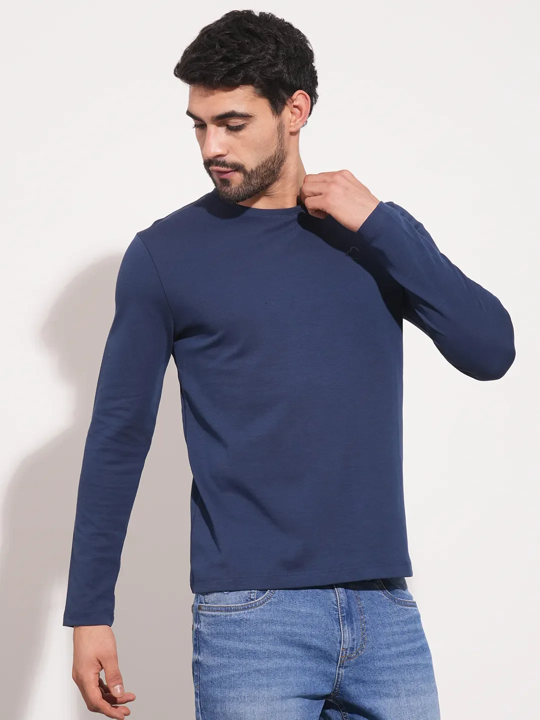 Navy Regular Fit Round Neck Men's T-Shirt by Being Human Clothing - Image 7