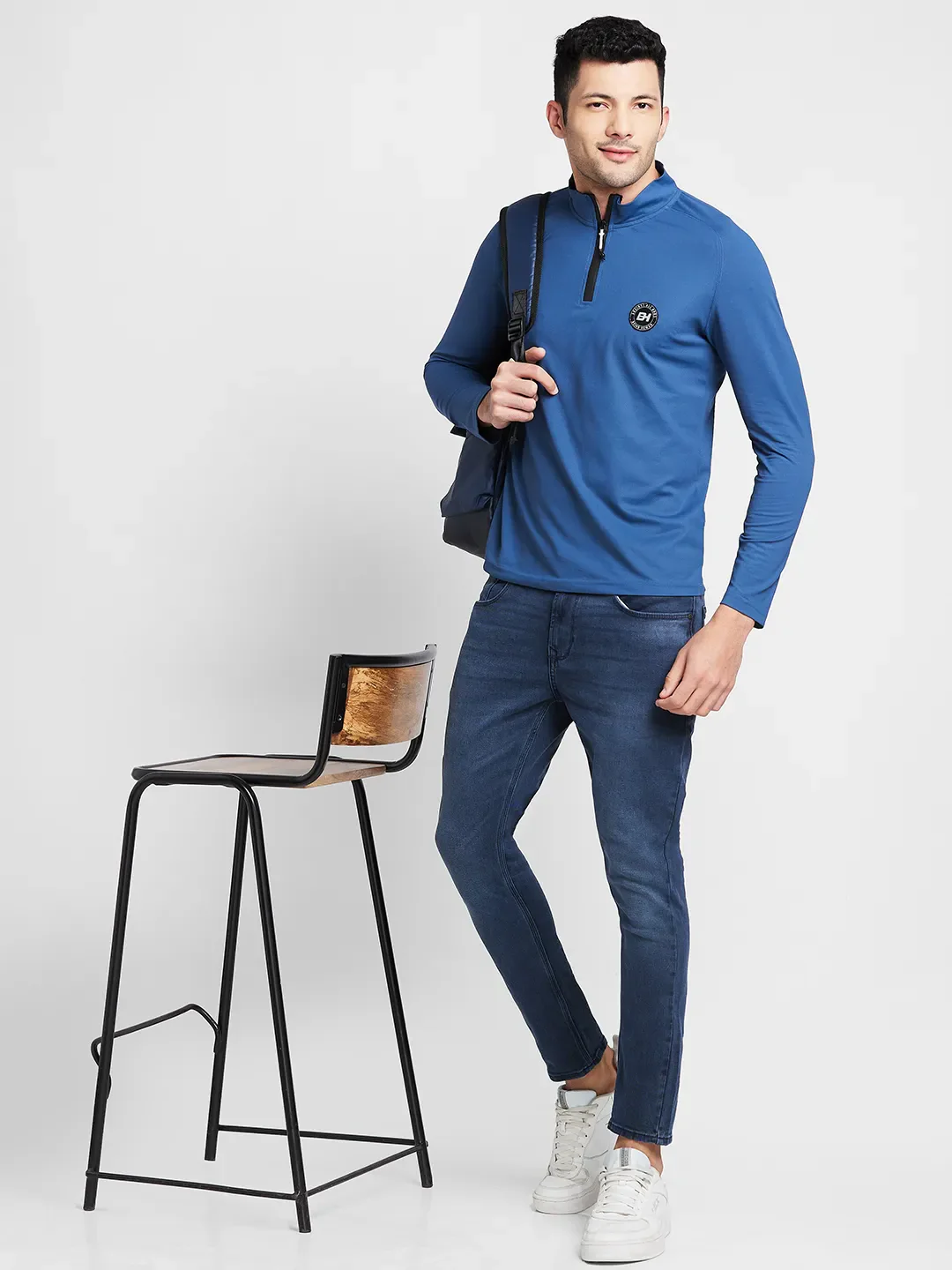 Navy Regular Fit Round Neck Men's T-Shirt by Being Human Clothing - Image 6